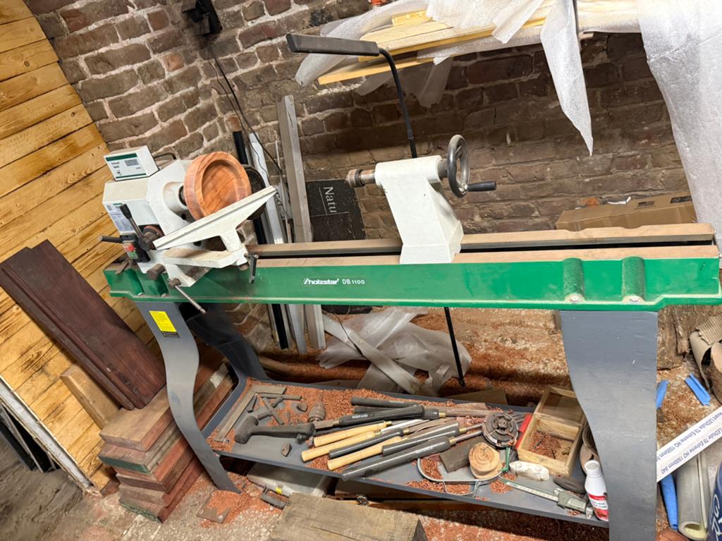 Houtdraaibank met beitels en nieuwe slijpmachine, Bricolage & Construction, Tours, Enlèvement, Comme neuf, Tour à bois