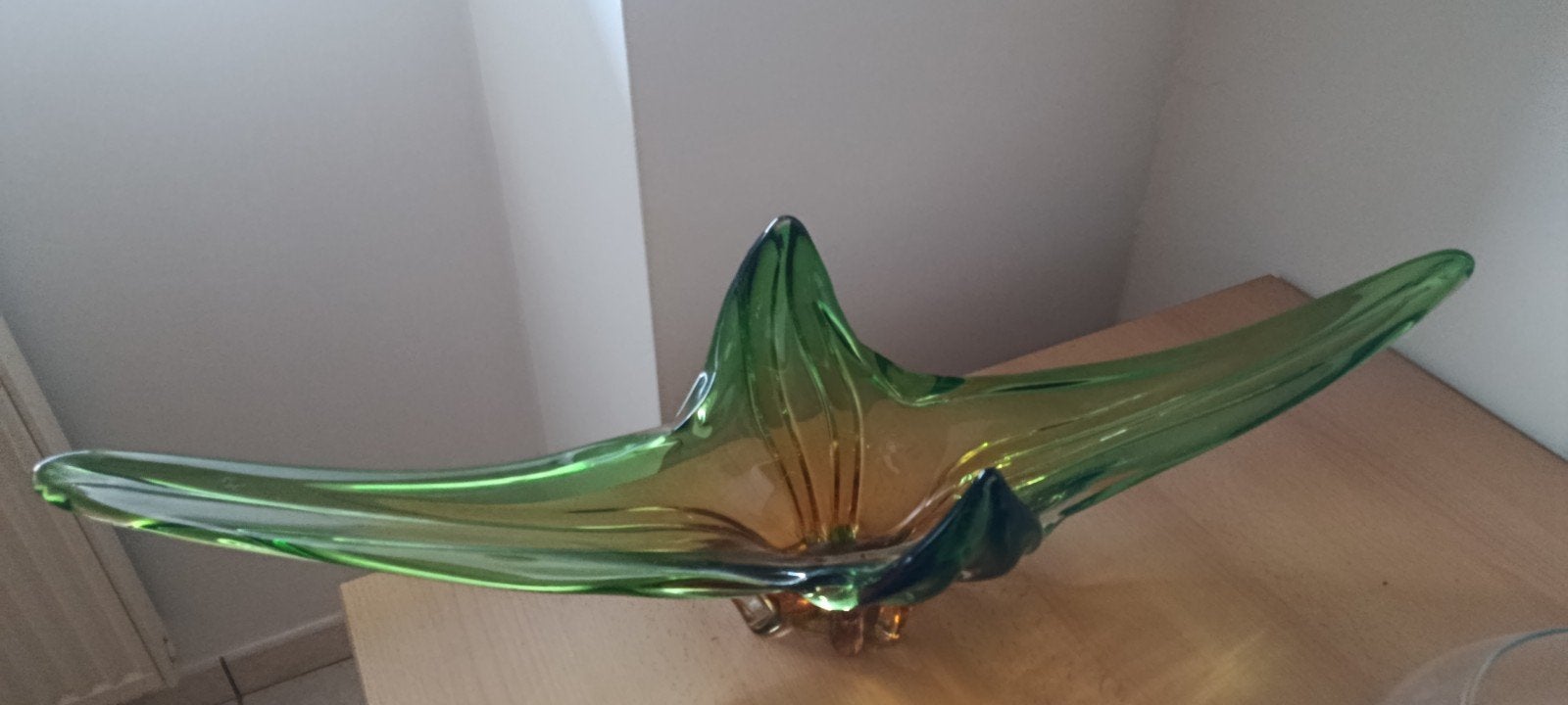 Coupe en verre soufflé style Murano vintage italien, Antiquités & Art