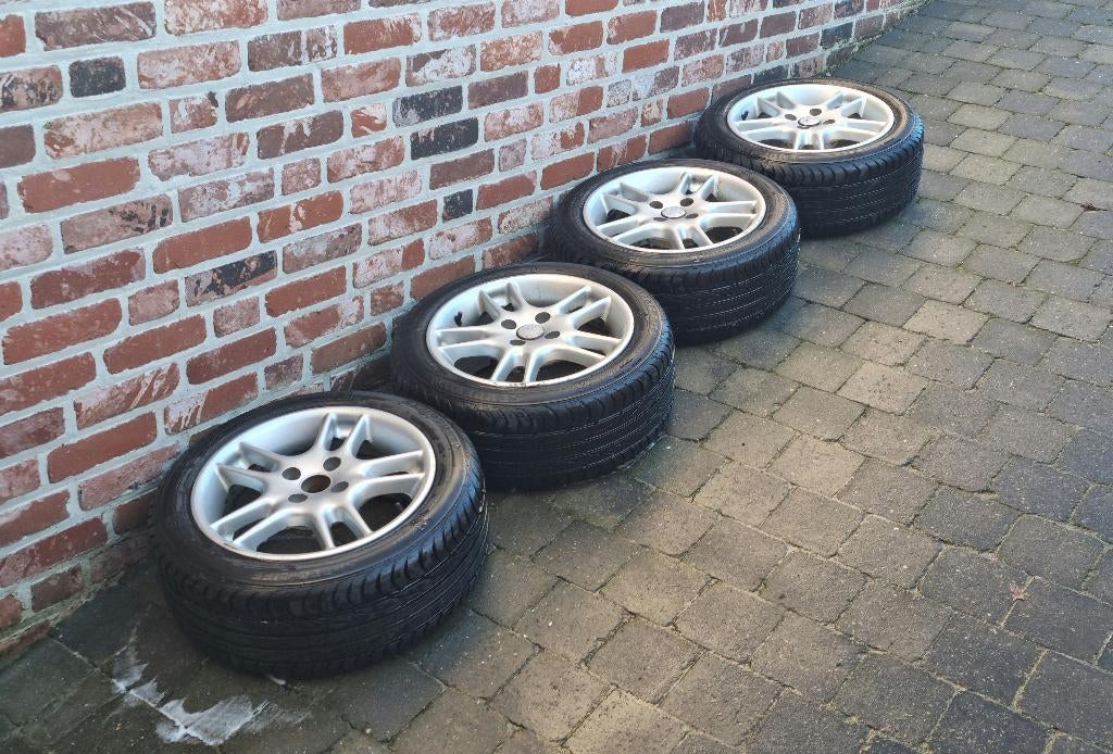 4 lichtmetalen velgen en zomerbanden, Auto-onderdelen, Ophalen, 15 inch, Banden en Velgen, 195 mm