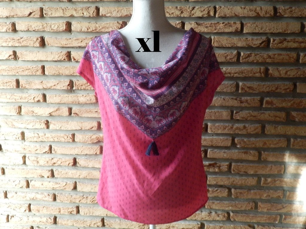 (193) -blouse femme t.xl rose bleu, Ophalen of Verzenden, Zo goed als nieuw, Maat 42/44 (L), Roze