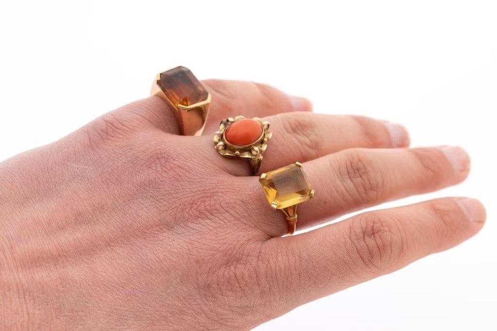Citrien fraaie edelsteen 14k gouden dames ring luxe, Ophalen of Verzenden, Zo goed als nieuw, Dame of Heer, Met edelsteen