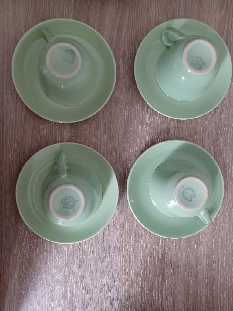 Boch La Louvière - Tasses et Sous-Tasses vertes, Enlèvement ou Envoi