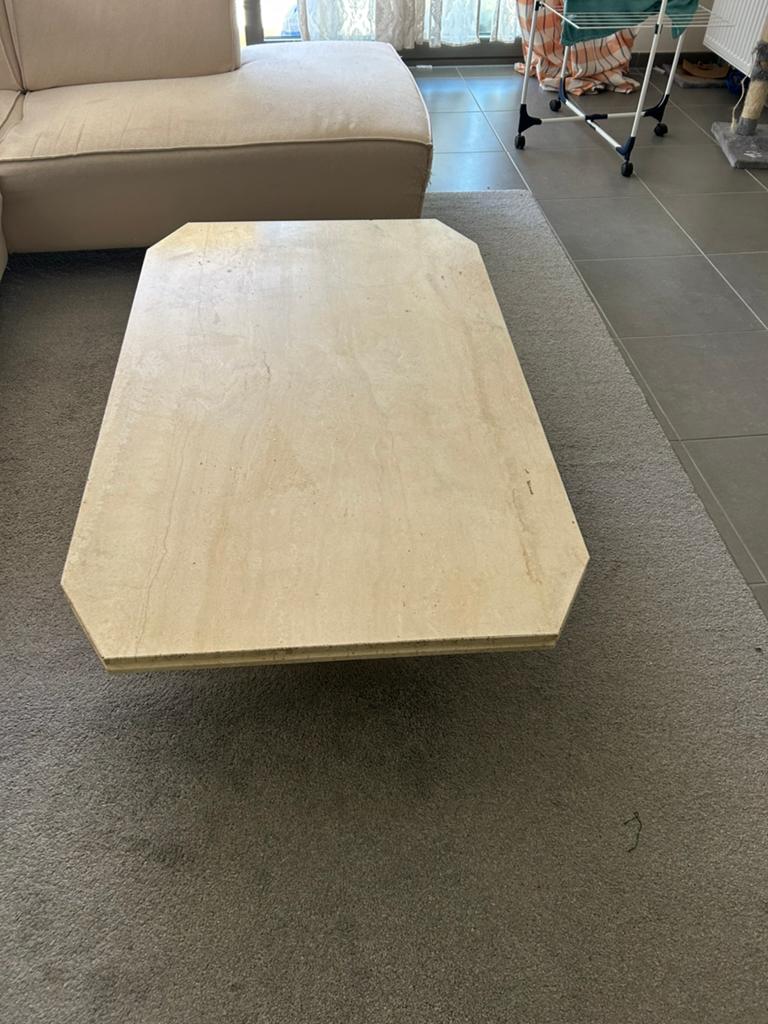Table basse vintage en travertin: 130x80x32cm, Enlèvement, Comme neuf