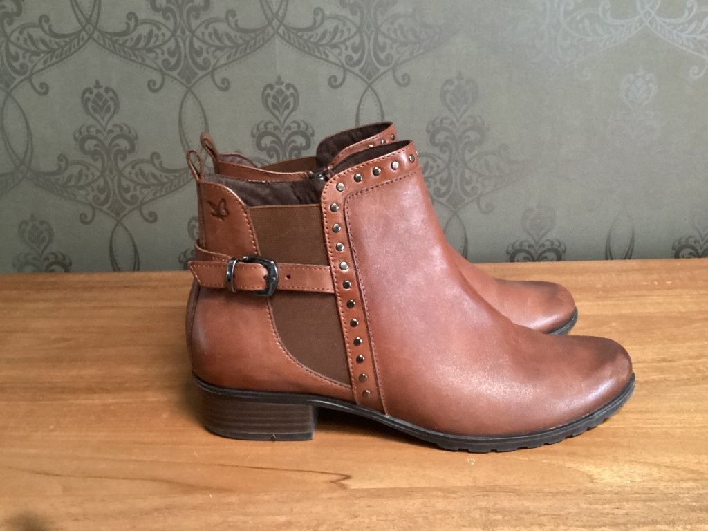 Bottines Cognac Caprice 39.5, Enlèvement ou Envoi, Comme neuf, Brun, Boots et Botinnes