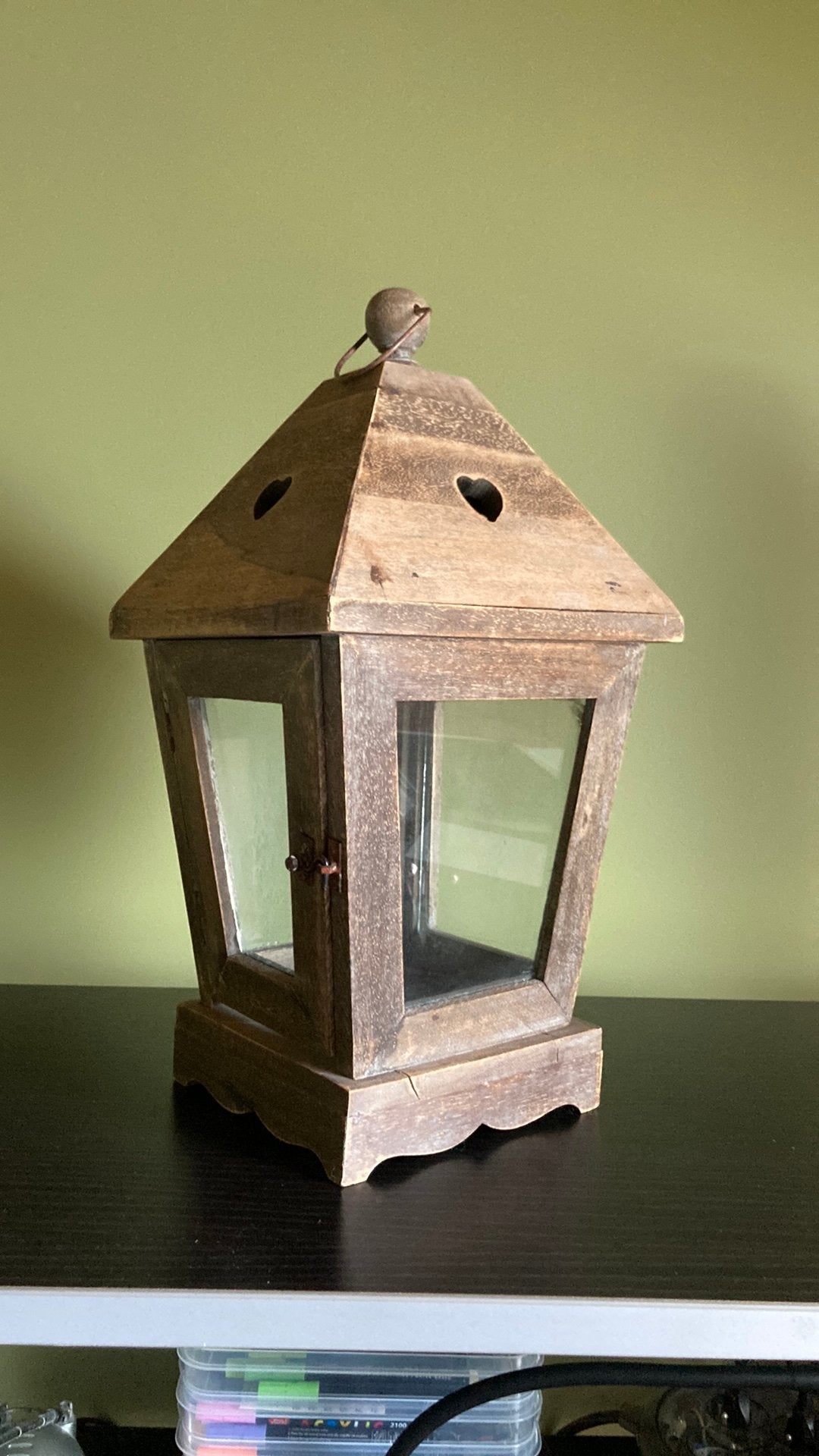 Windlicht 35cm, Ophalen, 35 cm, Zo goed als nieuw, Hout