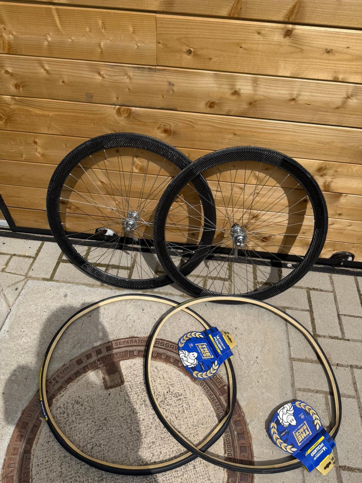 Carbon wielen met tubes, Fietsen en Brommers, Zo goed als nieuw, Racefiets, Carbon, Ophalen