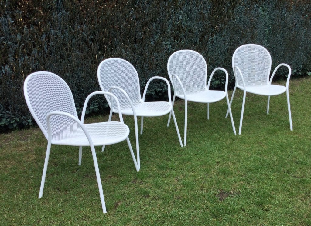 4 Tuinstoelen, Jardin & Terrasse, Chaises de jardin, Enlèvement, Comme neuf, Métal, Empilable
