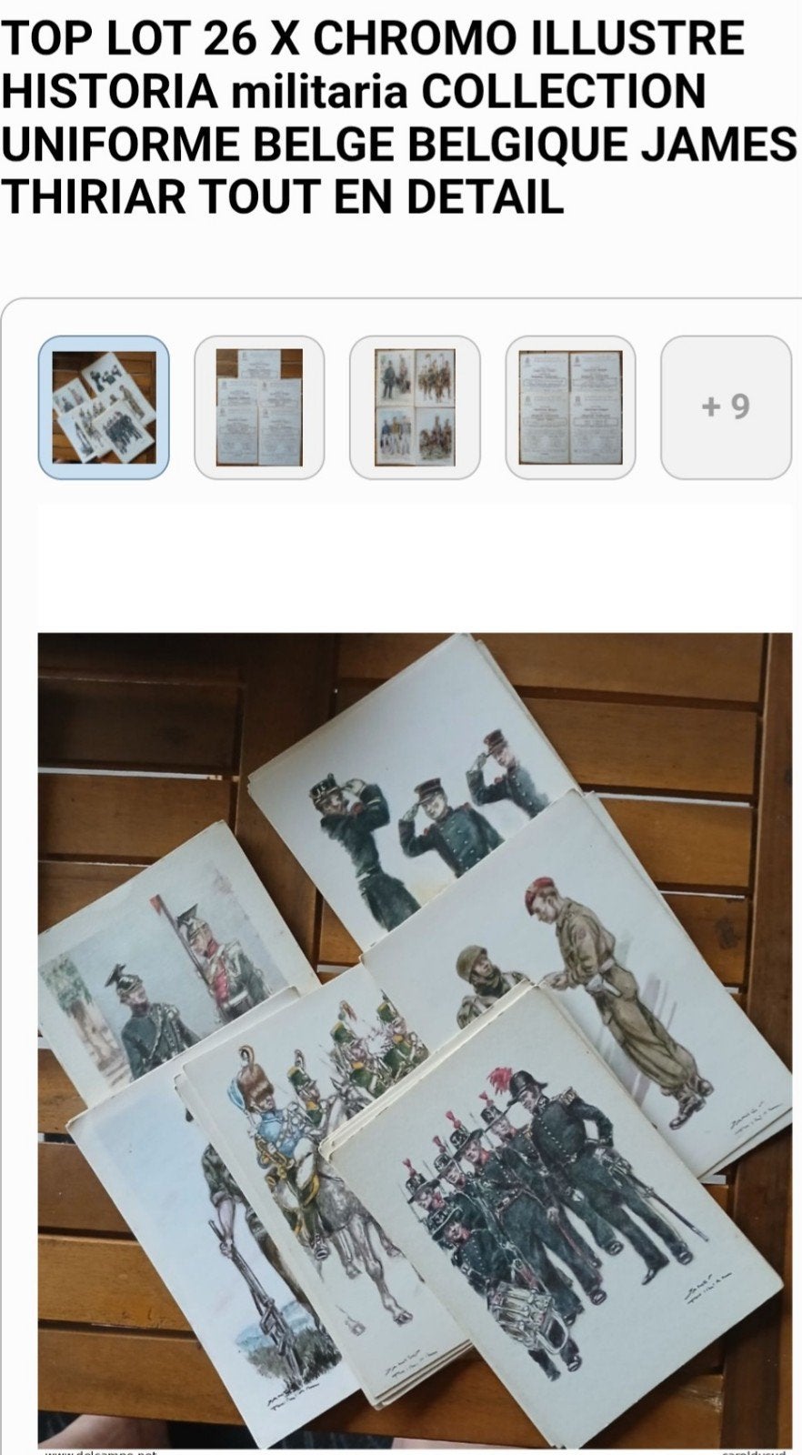 Lot 26 Chromo Militaria Illustrator Thiare uniformen, Verzamelen, Ophalen of Verzenden, 1920 tot 1940, Ongelopen, Politiek en Historie