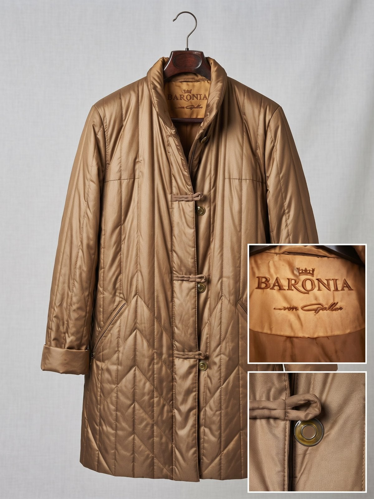 Stijlvolle bronzen / gouden gewatteerde jas van Baronia XL, Kleding | Dames, Ophalen of Verzenden, Zo goed als nieuw