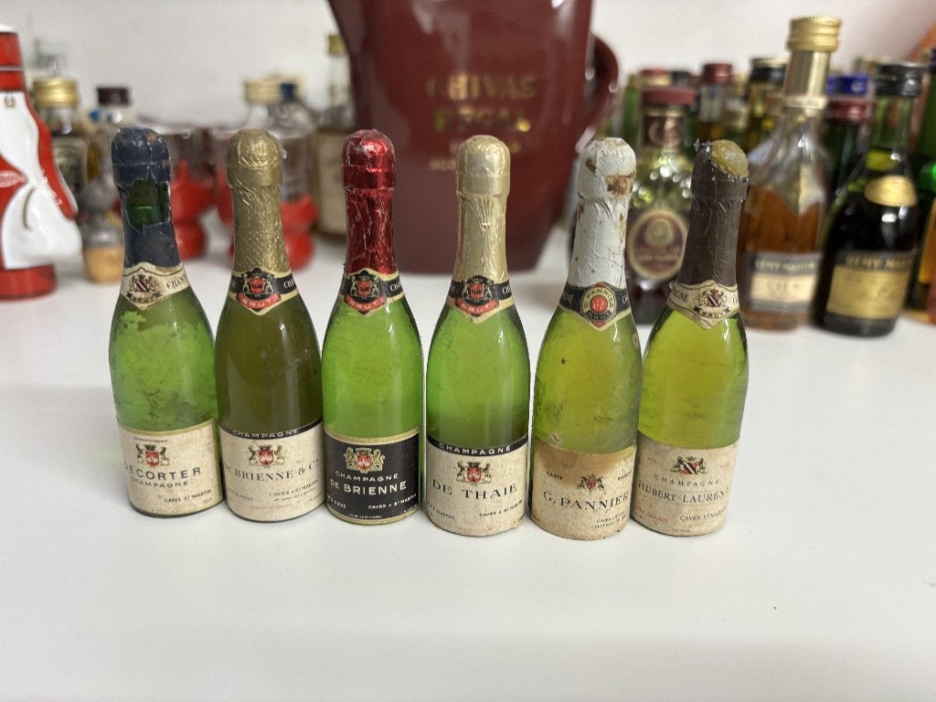 Lot van 6 vintage mousserende miniaturen Caves St. Martin, Ophalen of Verzenden, Gebruikt