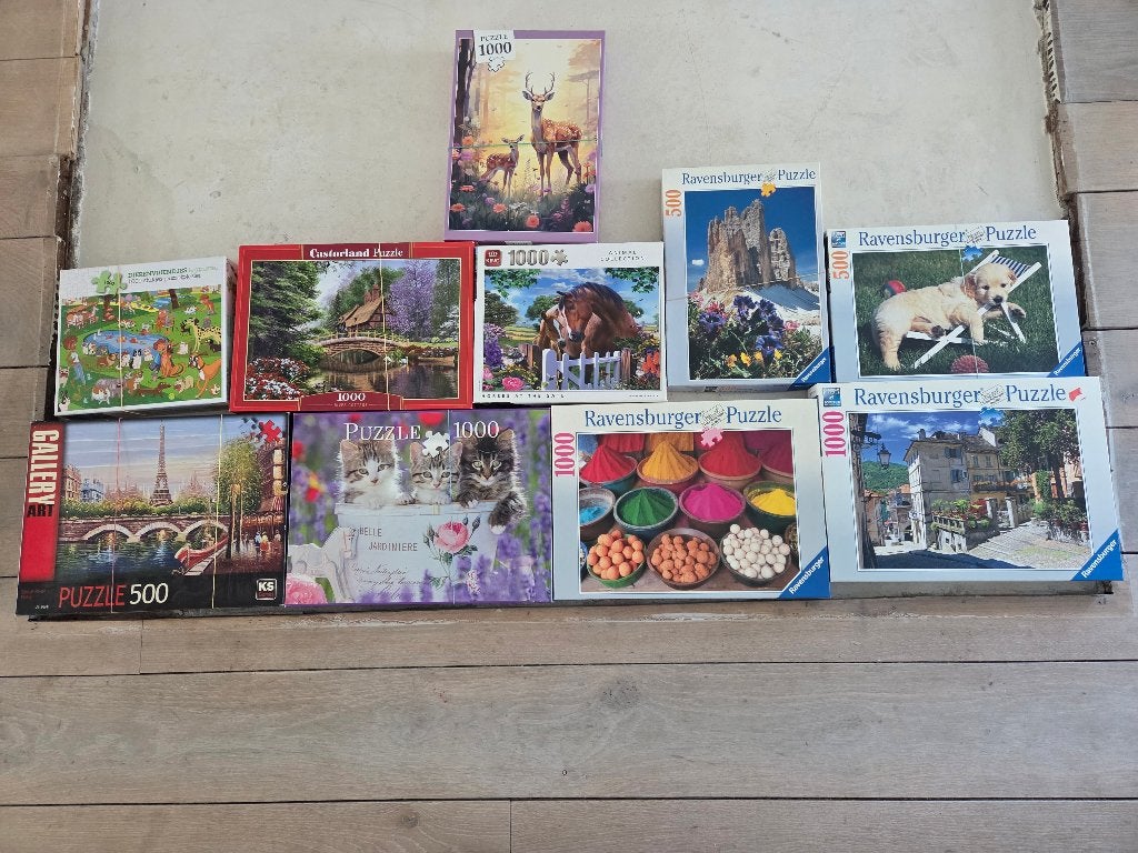 10 puzzels, Ophalen, 500 t/m 1500 stukjes, Zo goed als nieuw, Legpuzzel