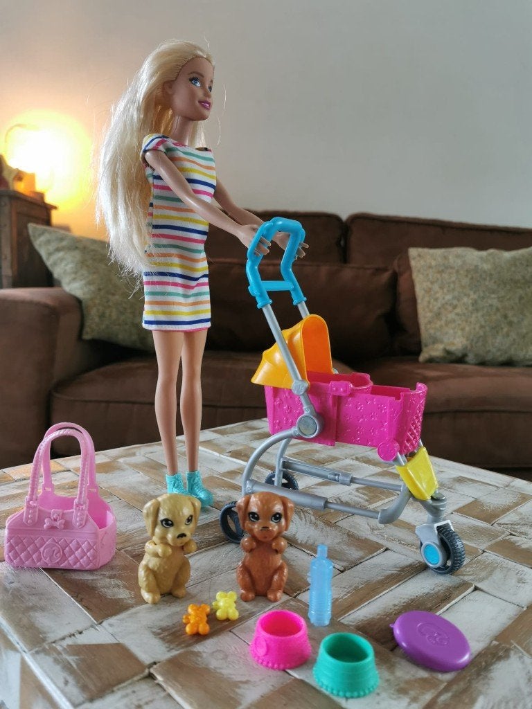 Barbie Stroll 'n Play Pups Speelset, Ophalen, Gebruikt, Barbie