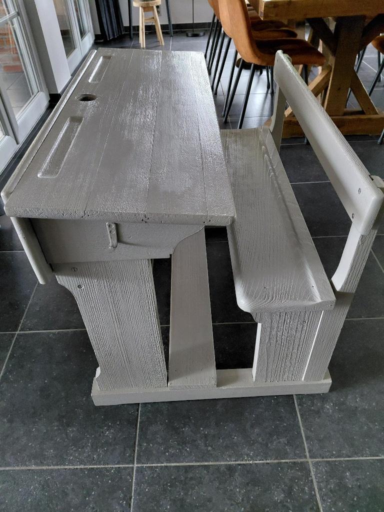 oud schoolbankje, Maison & Meubles, Bureaux, 90 cm, Autres marques, Bureau d'écolier, Vintage