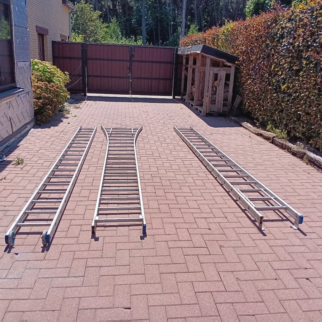 grote Ladder 3x 18treden, Ophalen, Zo goed als nieuw, Ladder, 4 meter of meer