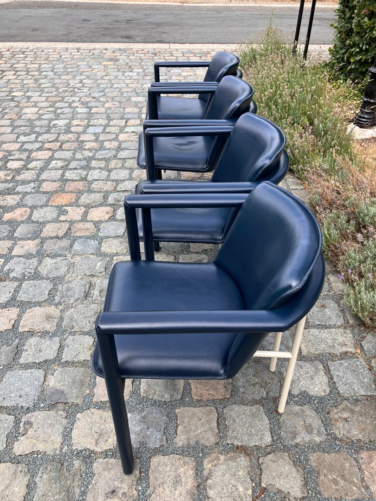 vintage lederen Hugo de Ruiter design Cachucha stoelen, Enlèvement, Comme neuf, Métal