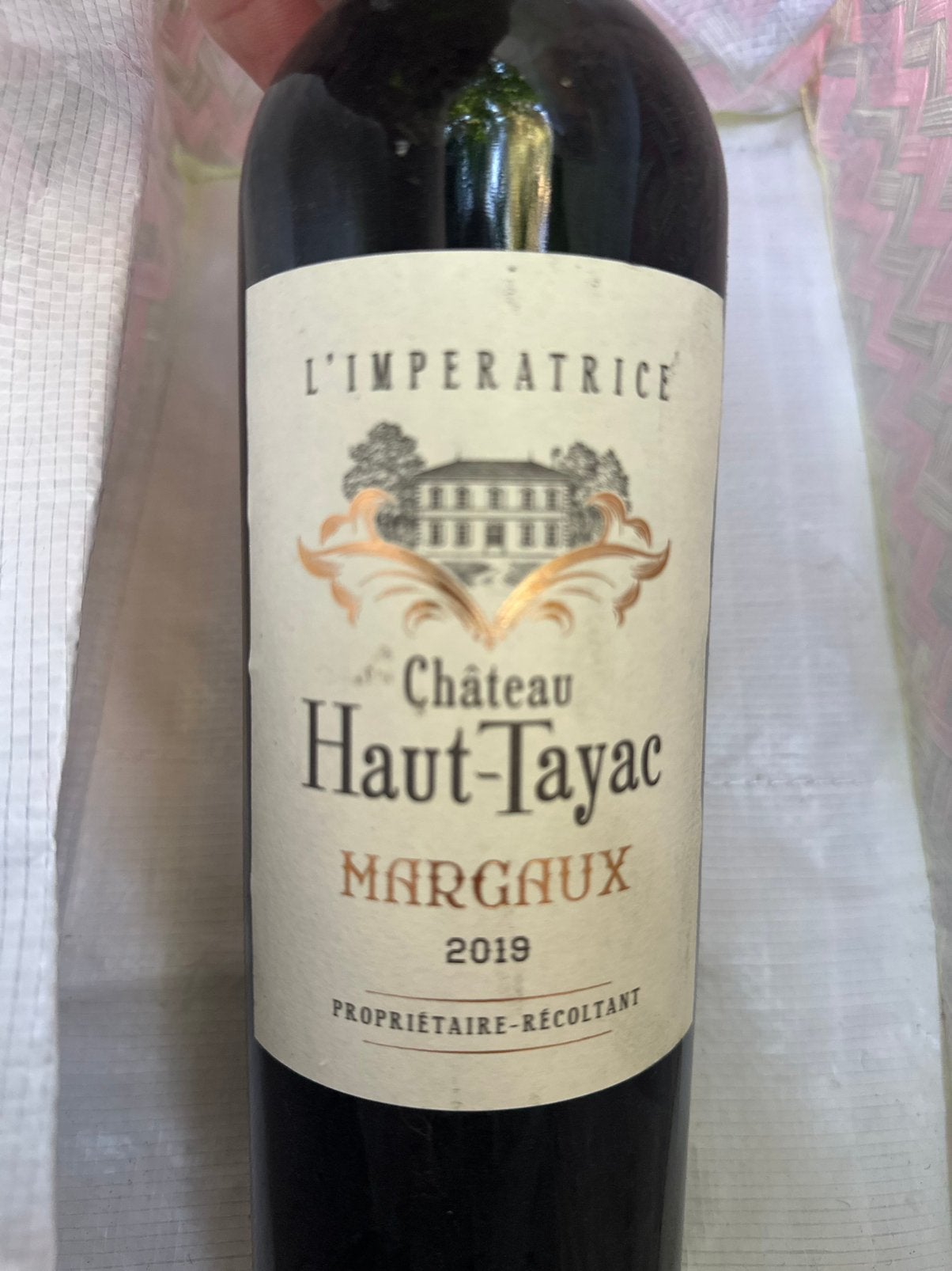 Ce vin rouge est le Château Haut-Tayac l'Impératrice Margaux, Ophalen, Zo goed als nieuw, Frankrijk, Rode wijn