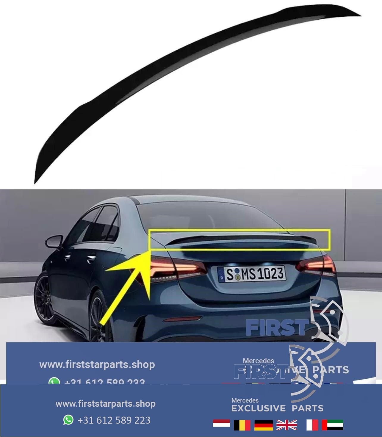 W177 V177 A KLASSE SEDAN AMG KOFFERBAK SPOILER ZWART 2018-20