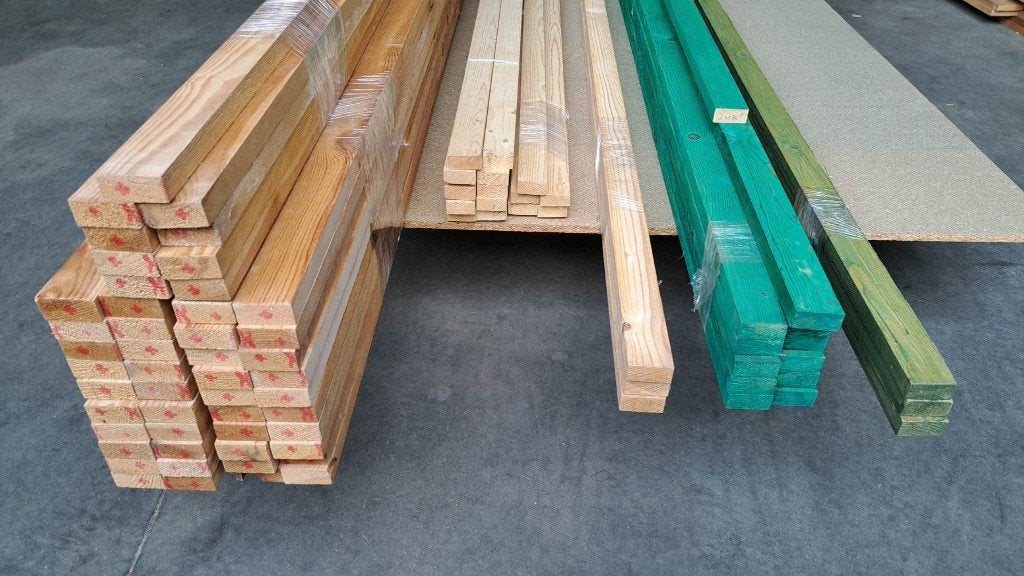 Lot houten rachels / plafondlatten – 2 verschillende typen, Doe-het-zelf en Bouw, Hout en Planken, Minder dan 25 mm, Grenen, Nieuw