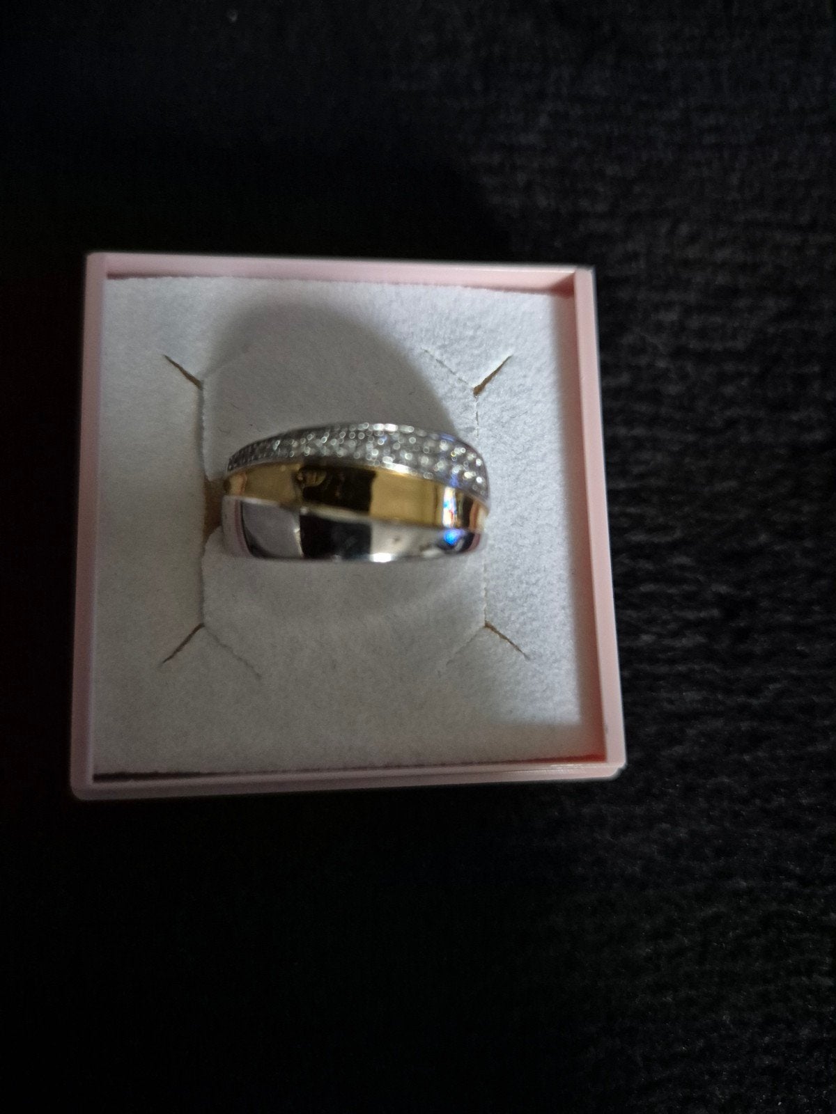 zilveren bicolor ring maat 55, Handtassen en Accessoires, Ringen, Ophalen of Verzenden, Gebruikt, Zilver, Dame