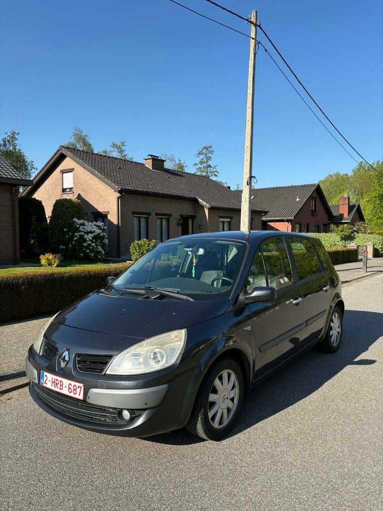 Renault scenic 1.6 benzine, Auto's, Renault, Zwart, Leder, Particulier, 5 zetels