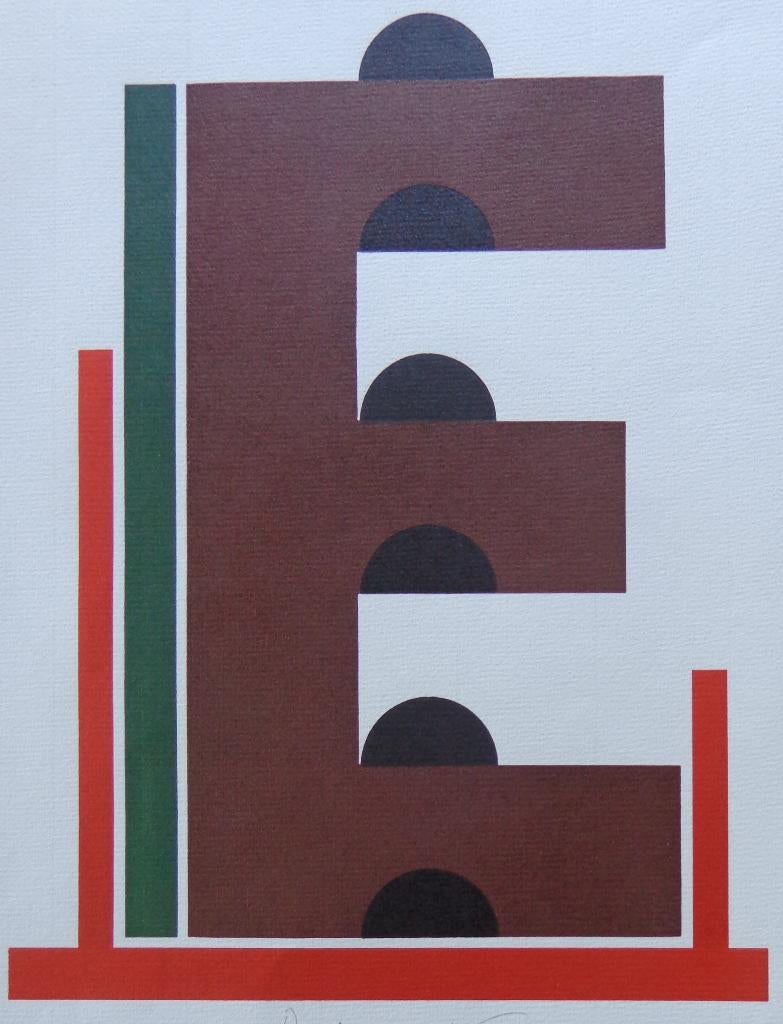 JOSUA REICHERT / BUCHSTABE E / KLEURHOUTSNEDE / 33x23cm SIG, Antiquités & Art, Art | Lithographies & Sérigraphies, Signé, Enlèvement ou Envoi