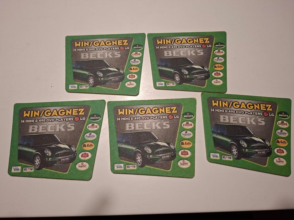 Beck's Mini Cooper 5 verschillende bierviltjes, Verzamelen, Ophalen of Verzenden