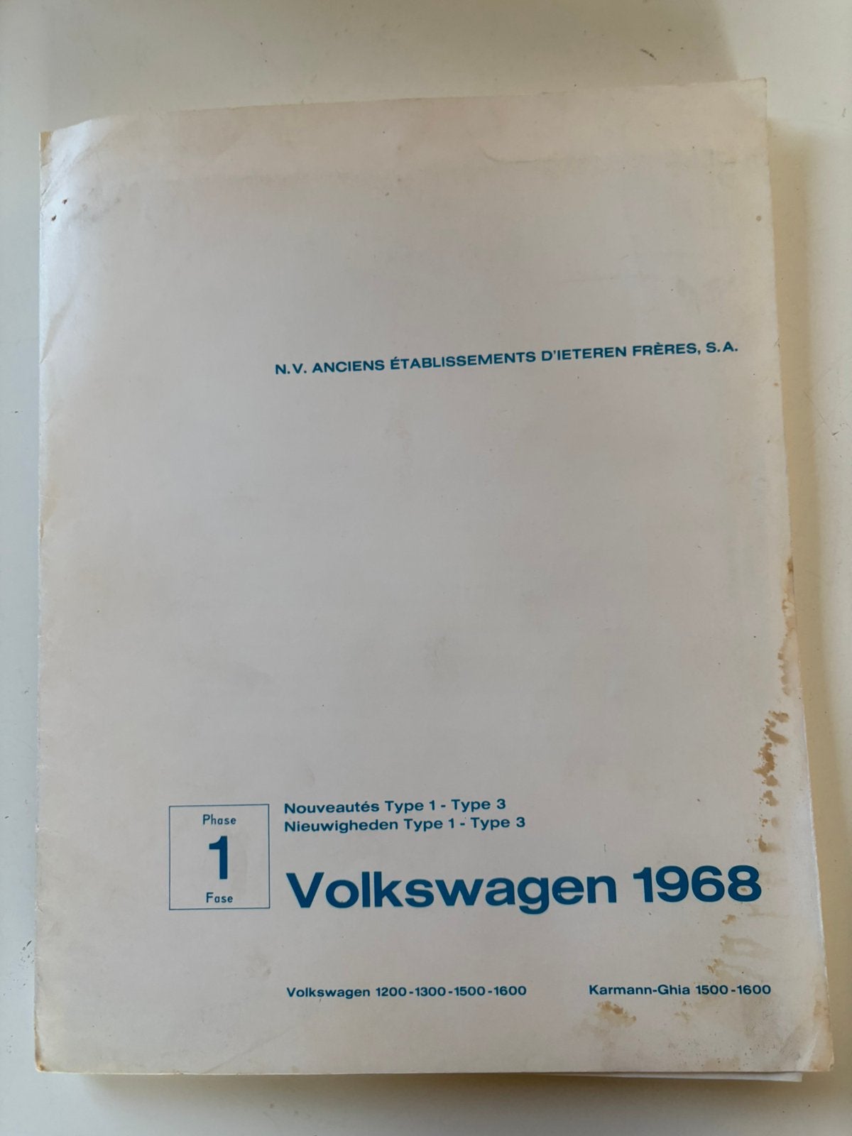 VW TYPE 2 combi TYPE 3- TYPE 4 - COX 1968 KARMANN mod 1600, Collections, Enlèvement ou Envoi, Comme neuf, Voitures