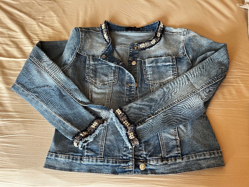 jeans vestje met fantasie parels, Lola & Liza, Ophalen, Zo goed als nieuw