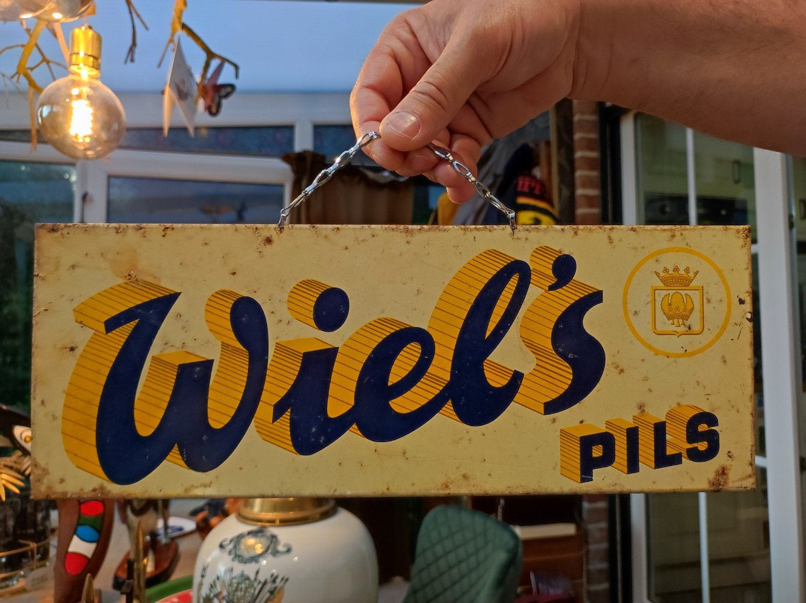 Ancien panneau publicitaire de la marque de bière Wiel's, Enlèvement ou Envoi