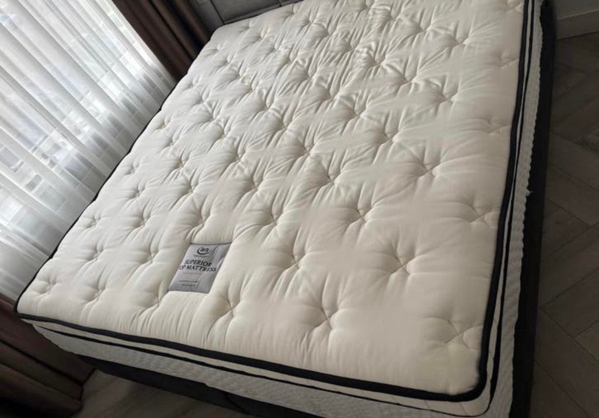 Serta Boxspring 180x210 Superior Top Mattress Luxe Boxspring, Gris, Enlèvement ou Envoi, 210 cm, Utilisé