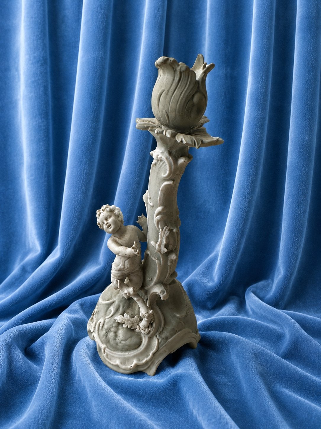 Bougeoir au chérubin (putti) porcelaine Volkstedt ~1894-1895, Enlèvement ou Envoi