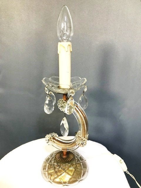 Lampe vintage en cristal Marie Thérèse en laiton rare✨💑💎👌, Antiquités & Art, Enlèvement ou Envoi