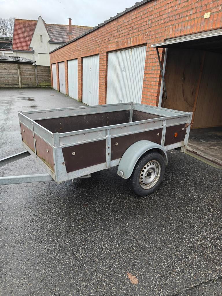 Aanhangwagen 120x200 cm heel goede staat met groen beschermn, Autos : Divers, Remorques, Enlèvement