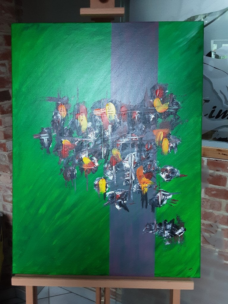 Peinture abstraite moderne « Heart Of Glass ». (60x80 cm), Enlèvement