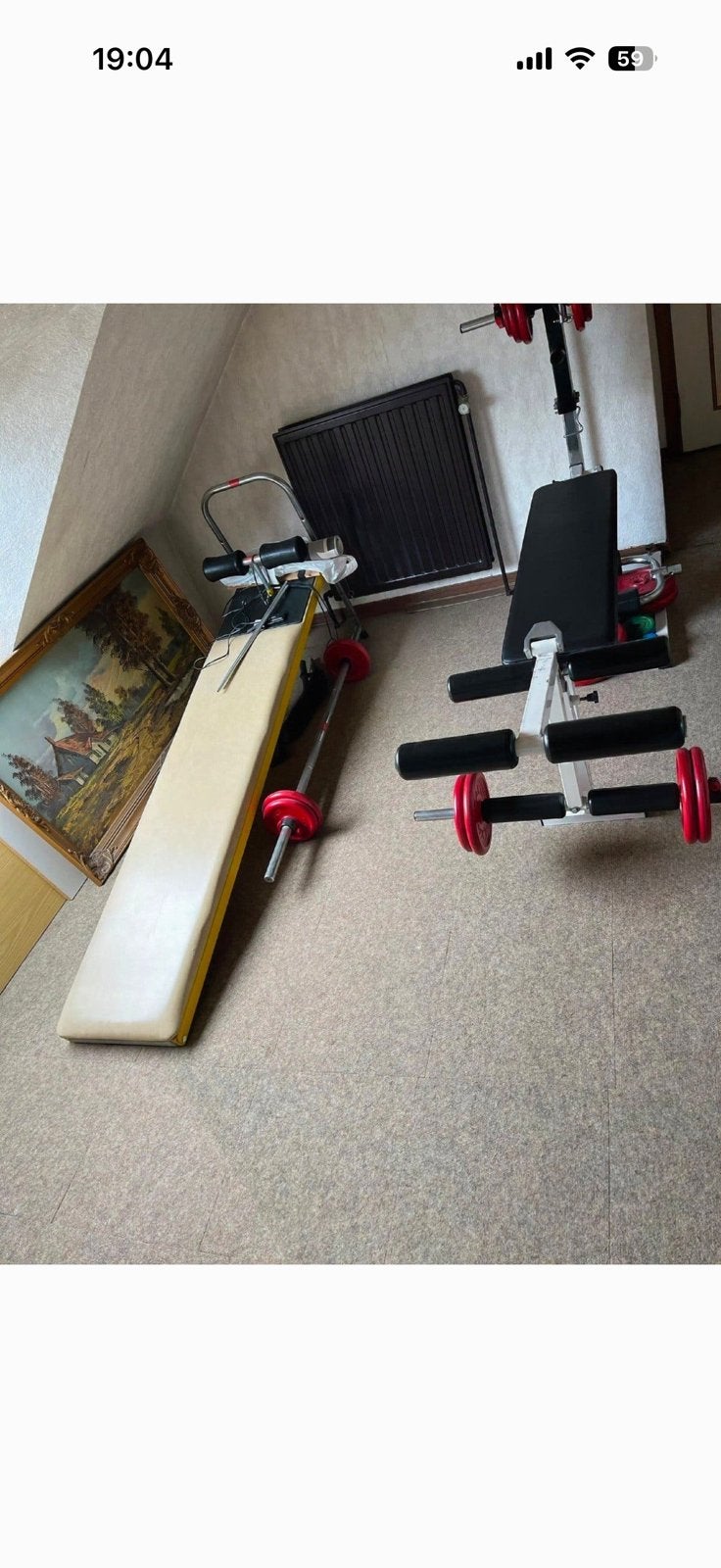 Bank en gewichten, Sport en Fitness, Ophalen, Zo goed als nieuw