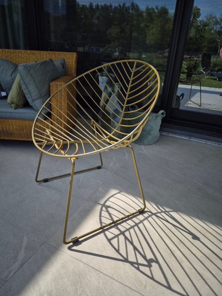6 Prachtige metalen gouden loungezetels terras, Ophalen, Zo goed als nieuw, Metaal