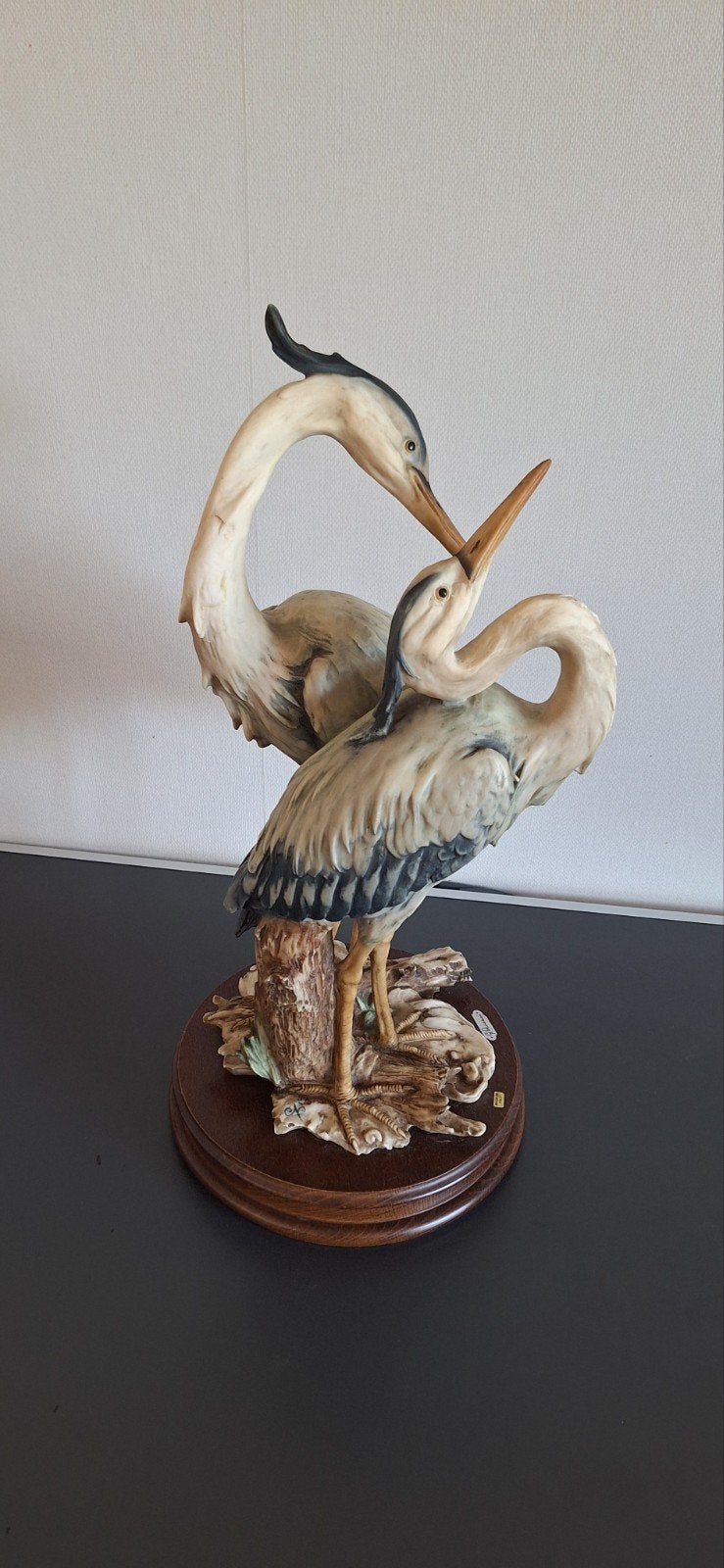Prachtig gedetailleerd beeld van reigers (G. Armani stijl), Antiek en Kunst, Ophalen, 20 - 50 cm, Beeld, Grijs
