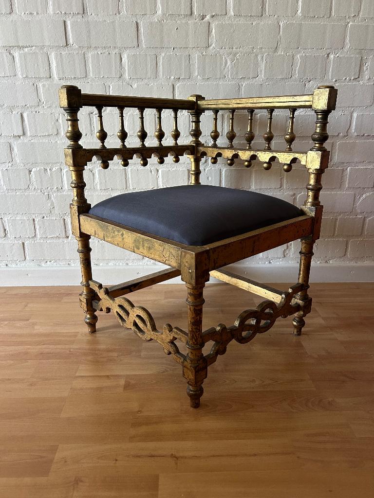 hoekstoel antiek regency goud belegd, Ophalen