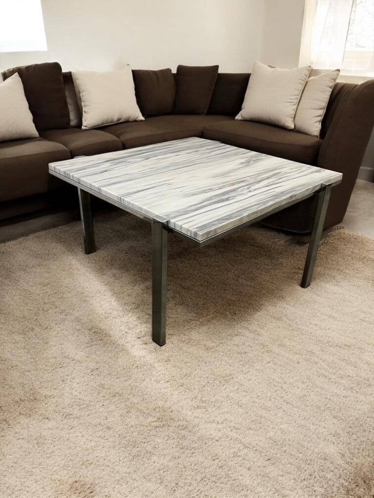 vintage marmeren salontafel / coffee table met chroom, Ophalen
