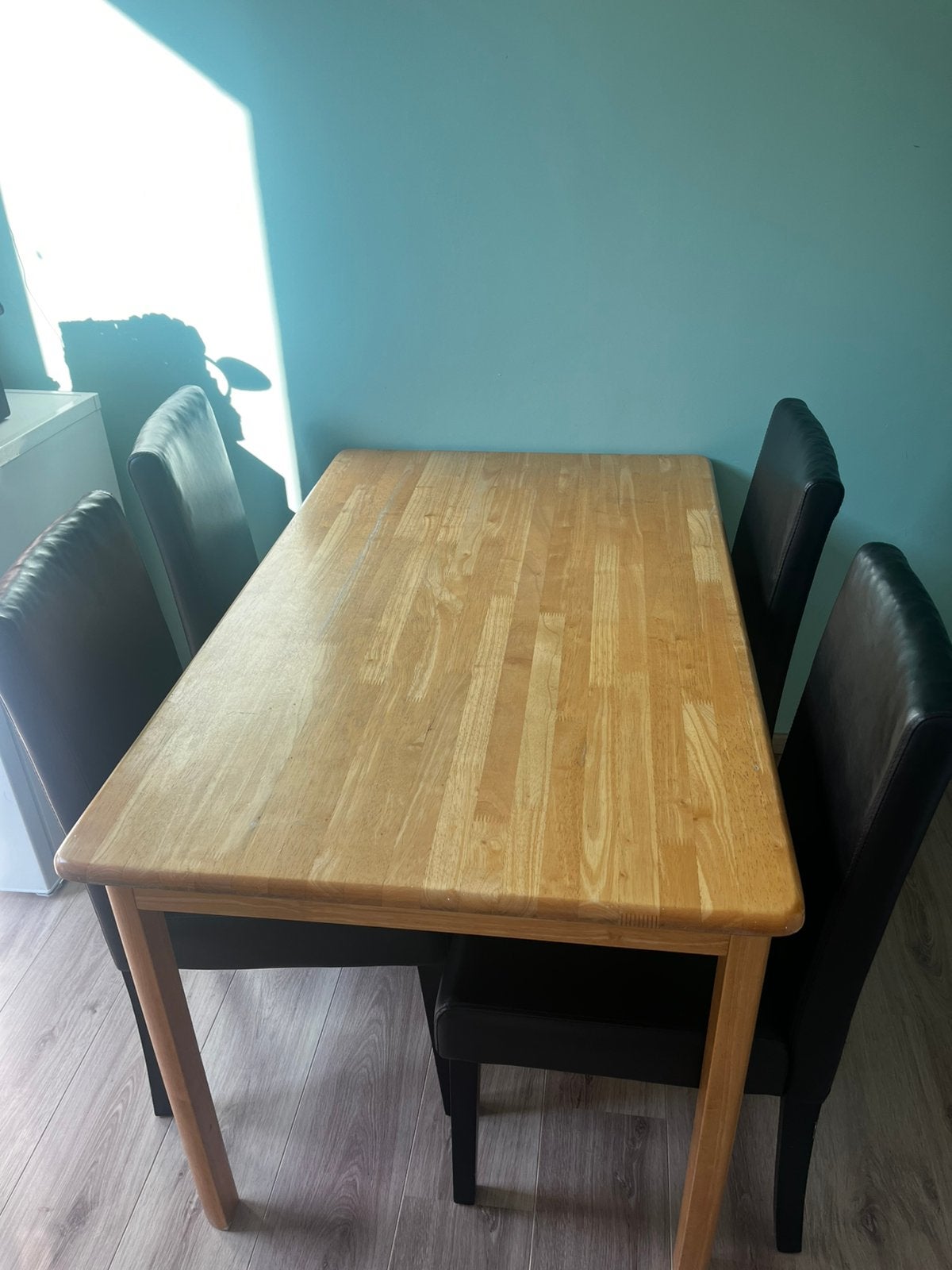 Keukentafel met 4 stoelen, Huis en Inrichting, Complete eetkamers, Gebruikt, 4 tot 6 stoelen, Ophalen