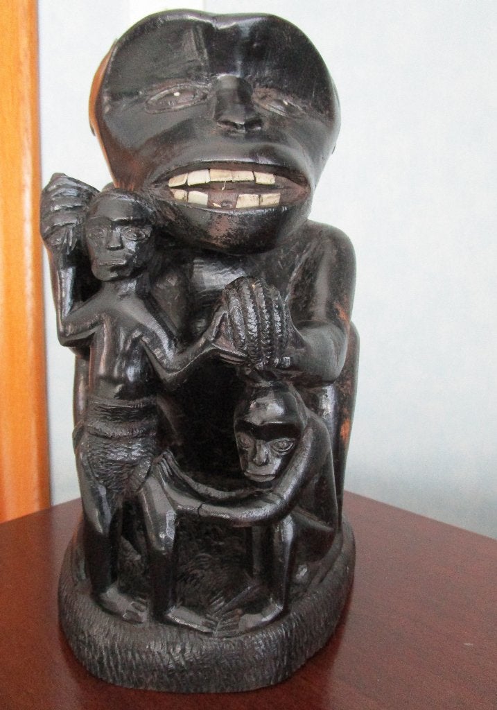 houten beeld aap, Antiek en Kunst, Ophalen of Verzenden, Beeld, Hout, Afrika