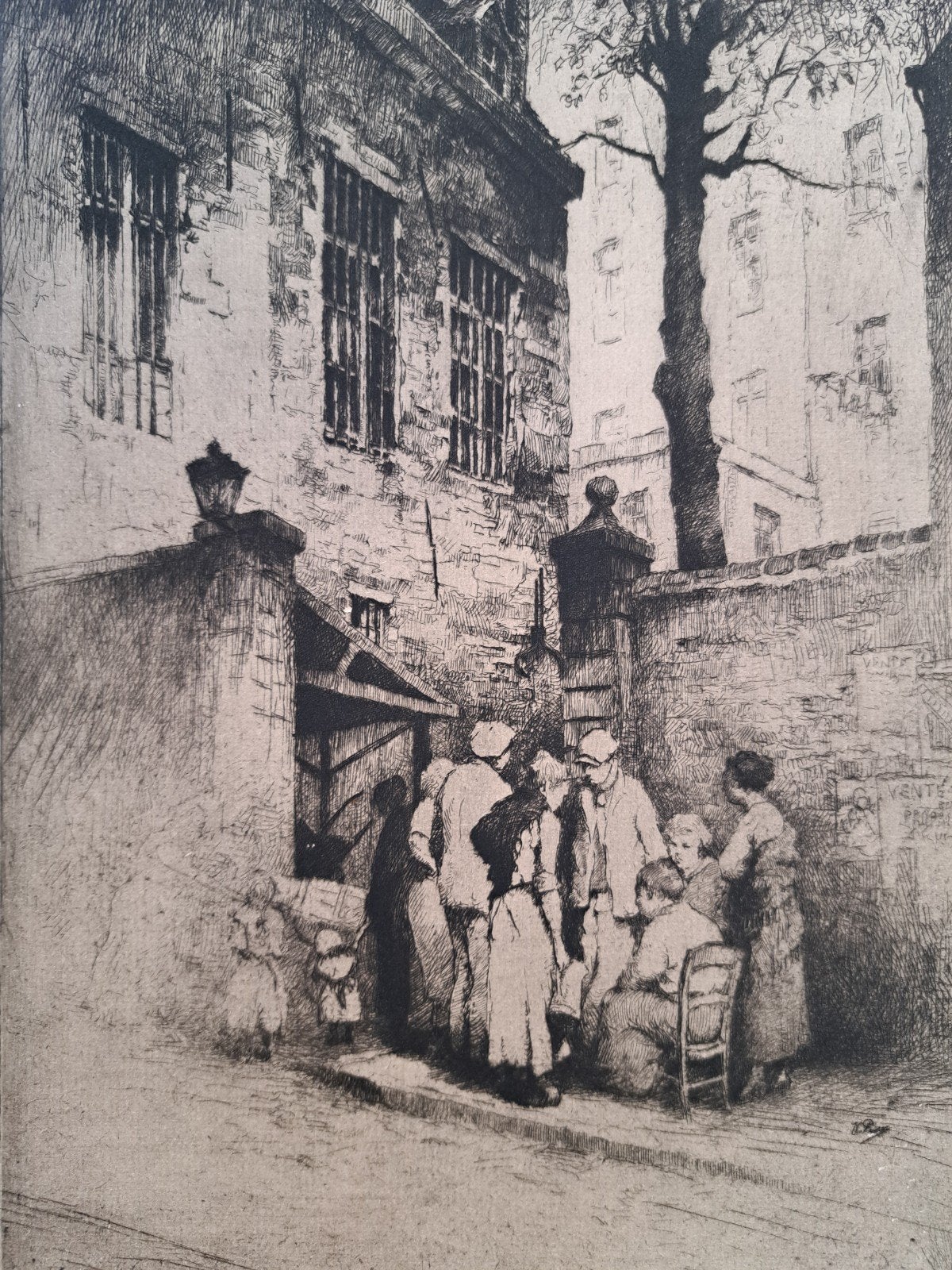 PEISER Kurt "Achterbuurt" ets, Ophalen of Verzenden, Ets, Ingelijst