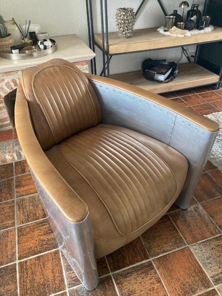 Unieke pilotenstoel / aviation fauteuil – industriële look, Ophalen, Nieuw, Industriële look