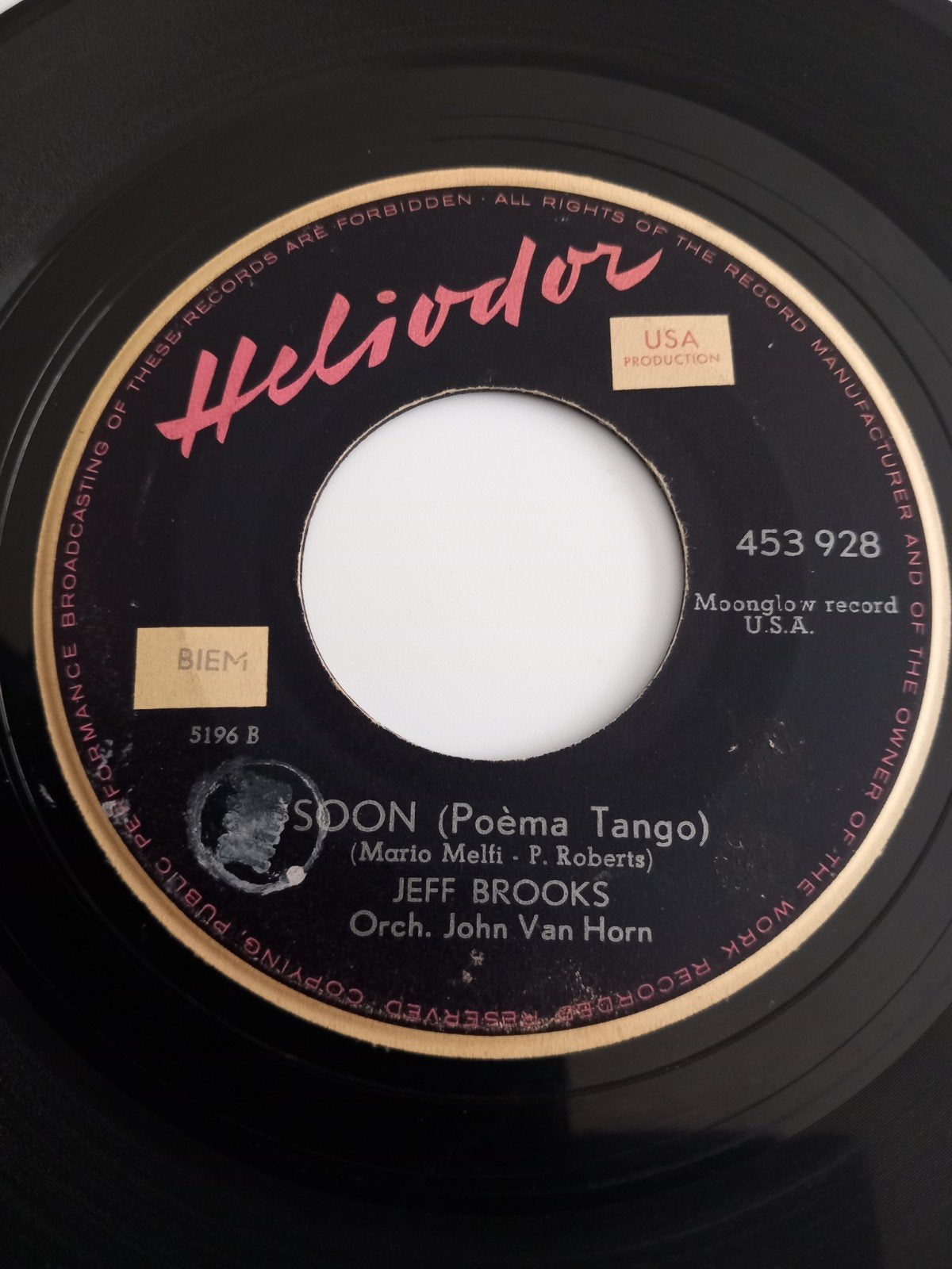 JEFF BROOKS. SOON. OLDIES 60S USA 45T, Enlèvement ou Envoi