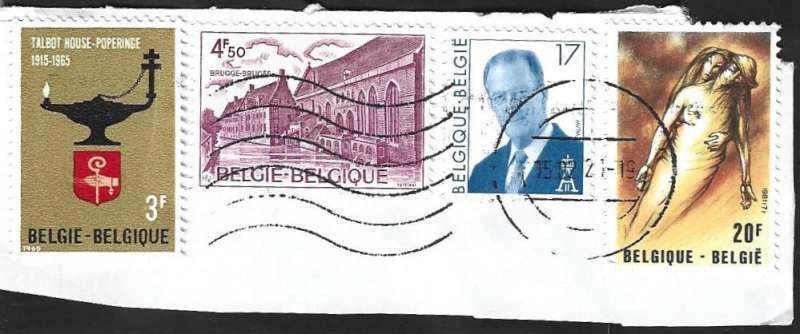 België 4 Postzegels op Brief 3 stempel + 1 niet, Timbres & Monnaies, Enlèvement ou Envoi, Affranchi, Autre, Oblitéré
