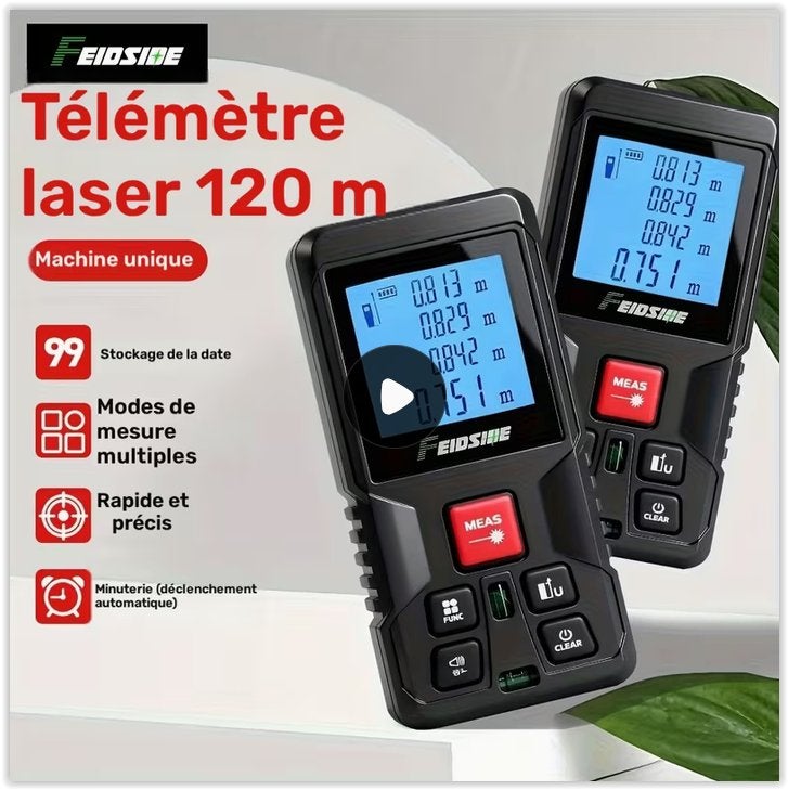 FEIDSIDE 120M/393FT Digitale Laser Afstandsmeter,, Bricolage & Construction, Instruments de mesure, Neuf, Autres appareils de mesure ou compteurs
