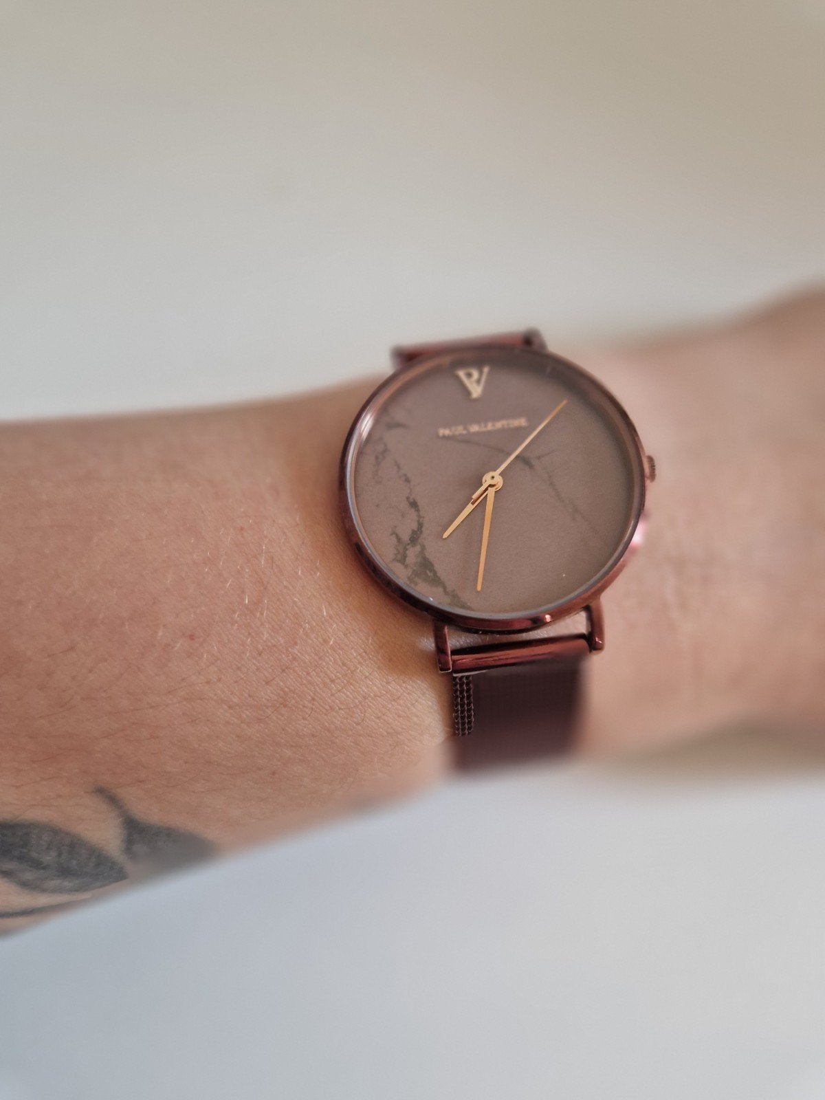 Paul Valentine Coffee Marble Mesh horloge, Ophalen of Verzenden