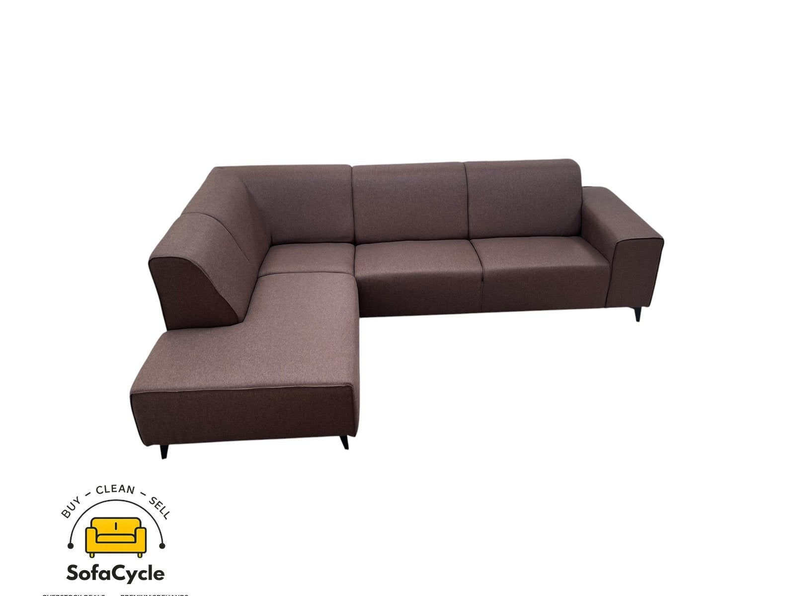Chaise d'angle en tissu marron, angle L— Overstock/Sofacycle, Enlèvement ou Envoi, Comme neuf, SofaCycle, Tissus