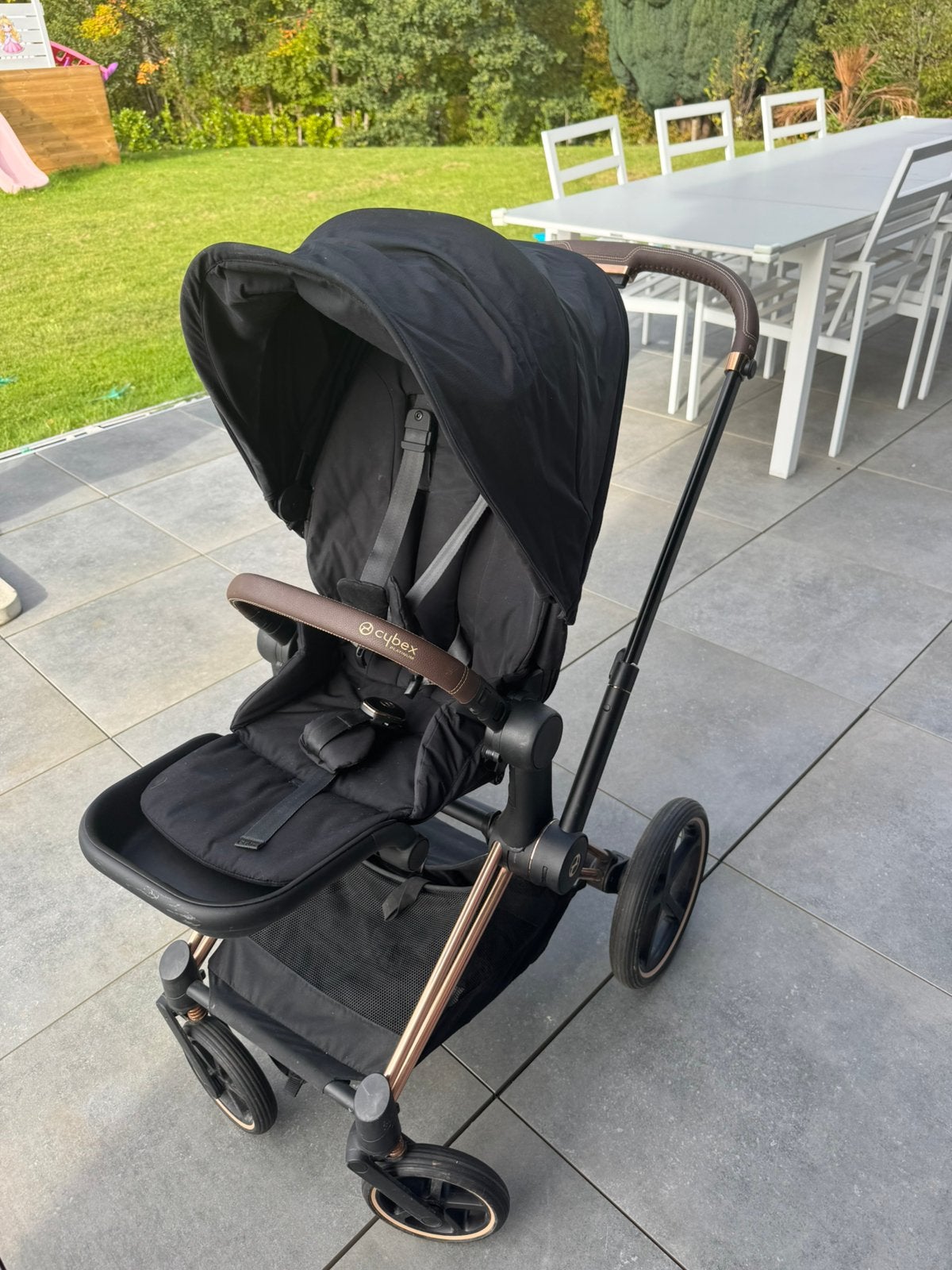 Poussette duo Cybex Priam Rose Gold et noire + nacelle 490 €, Enlèvement, Comme neuf