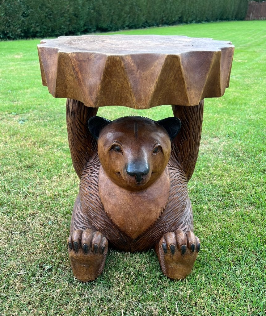 Table d'appoint / Sellette Ours sculpté en bois massif, Enlèvement ou Envoi